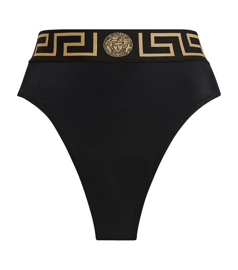 versace high waisted bikini bottom|Versace greca high waisted bottoms.